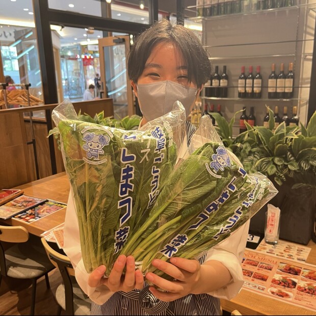 岐阜県神戸町産の小松菜を使った地産地消メニュー